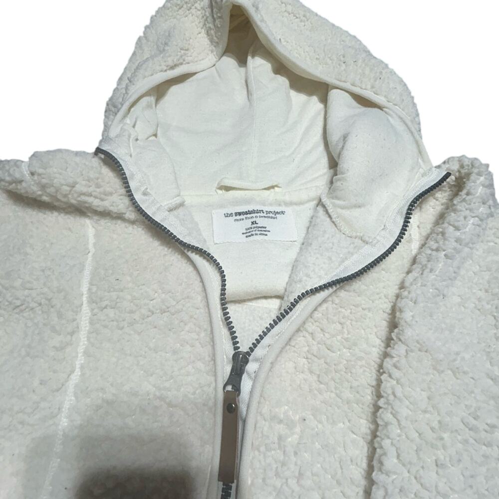 The Sweatshirt Project Cozy Cream Sherpa Hoodie womens 1/2 zip xl